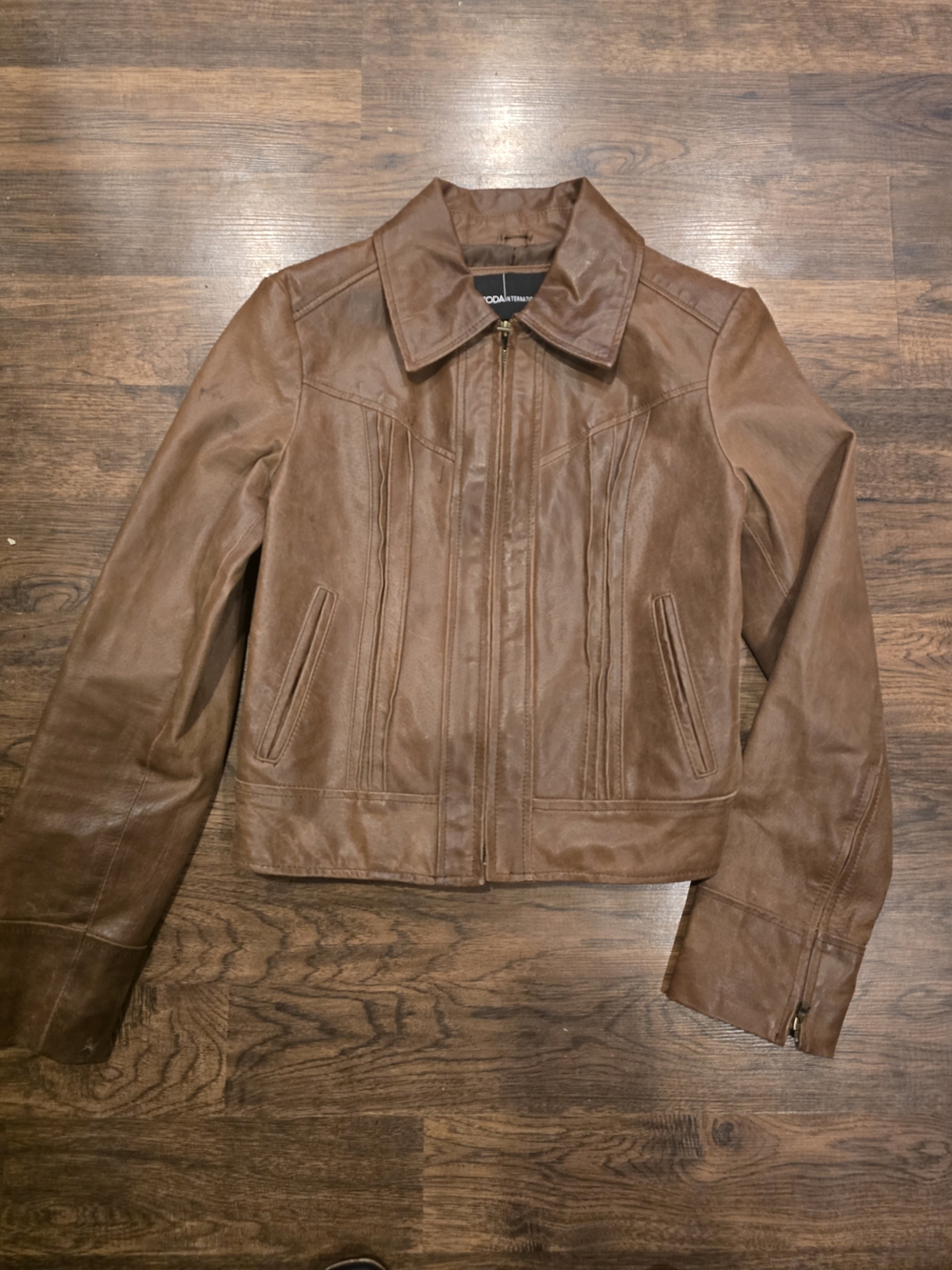 Leather Zip-Front Jacket in Brown - Leather